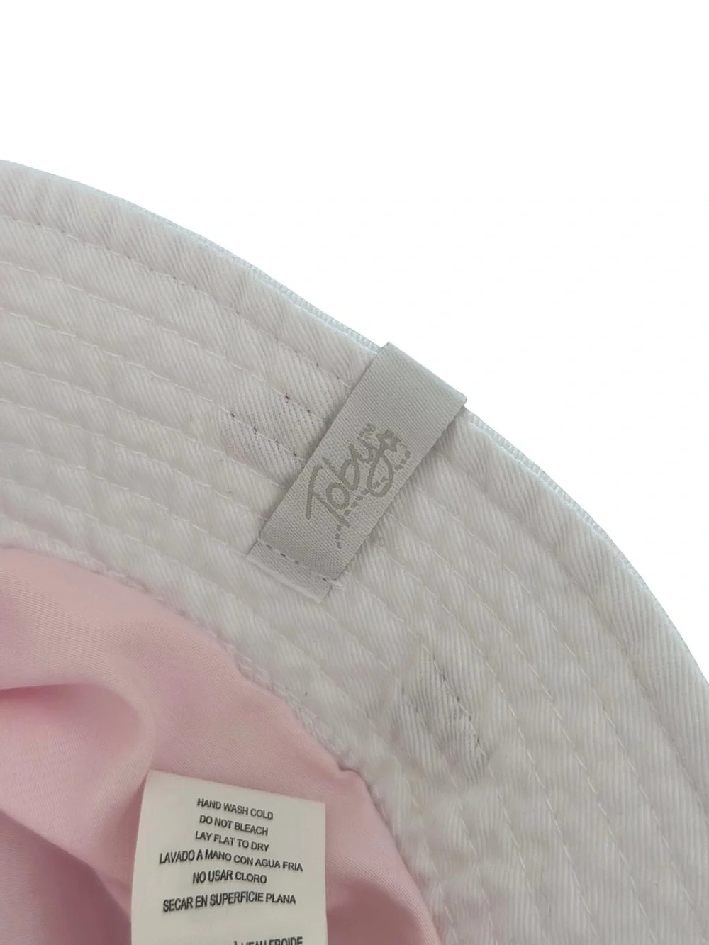 White Cherry-Embroidered Bucket Hat